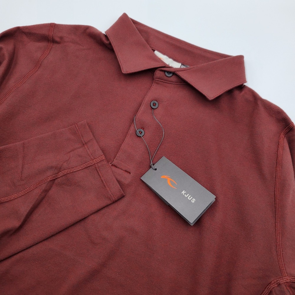 KJUS Men Scot Long Sleeve Polo Shirt XL 54 Mahogany Red UPF 50+ MG60-K03 NWT